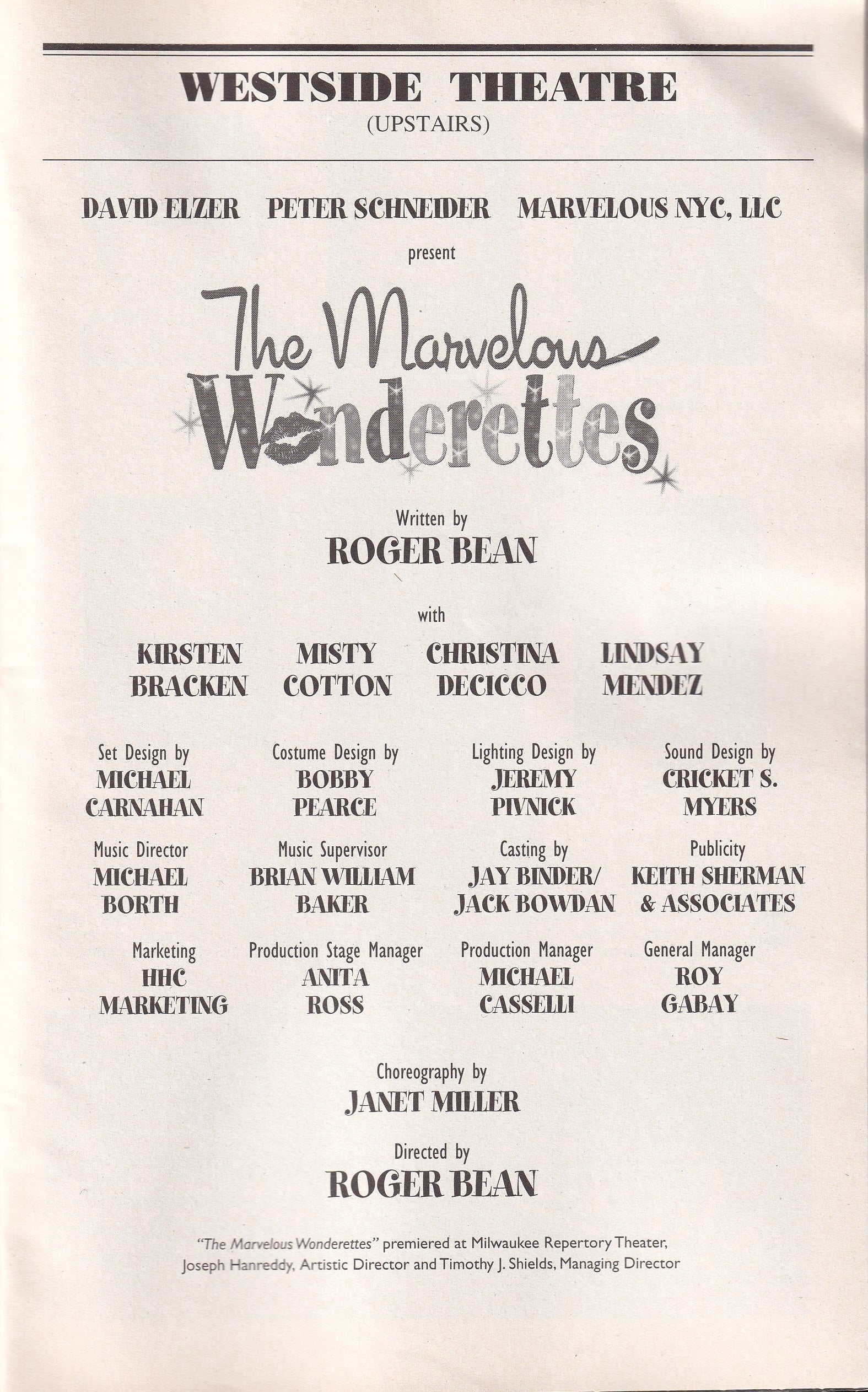 The Marvelous Wonderettes Playbill | Westside Theatre (2008)