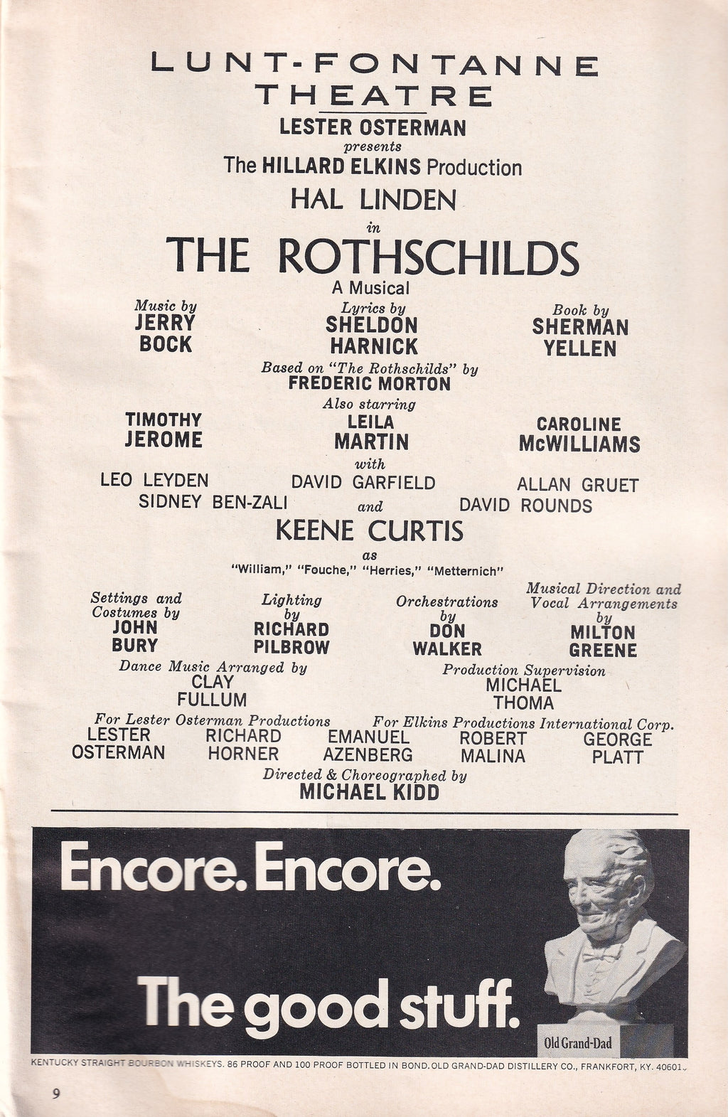 The Rothschilds Playbill | Lunt-Fontanne Theatre