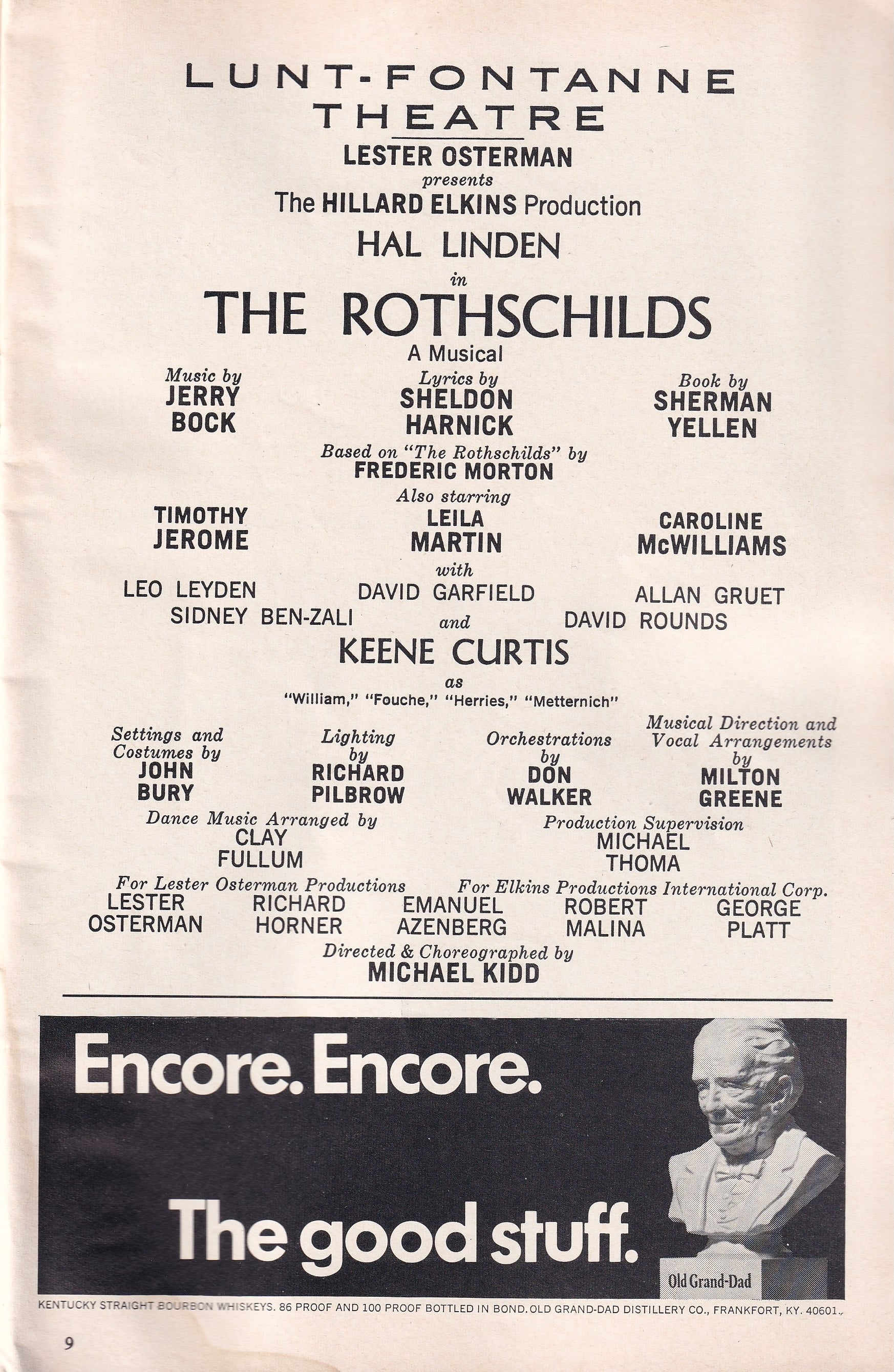 The Rothschilds Playbill | Lunt-Fontanne Theatre