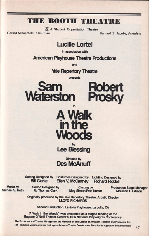A Walk in the Woods | The Booth Theatre (1988)