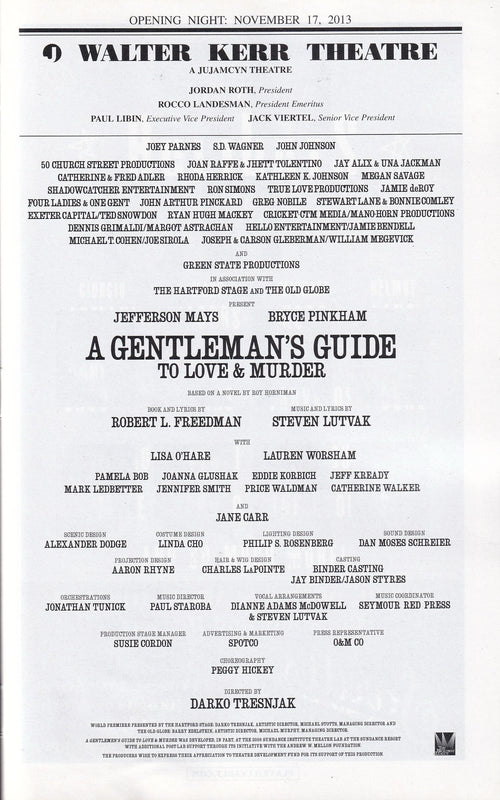 A Gentleman's Guide to Love & Murder | Walter Kerr Theatre (2013)