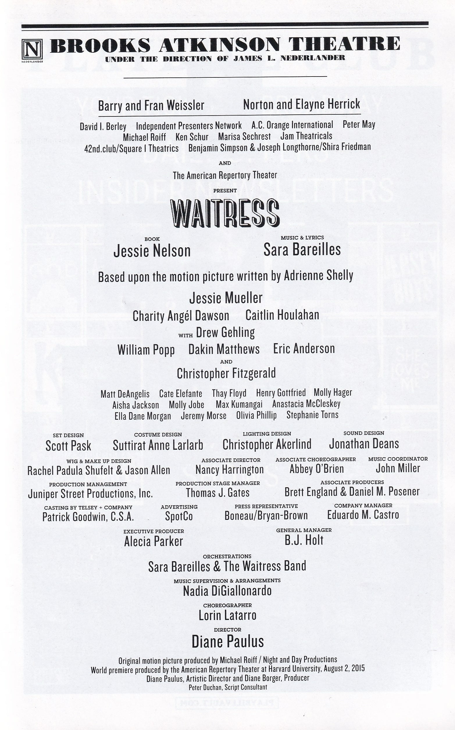 Waitress (Brooks Atkinson Theatre)