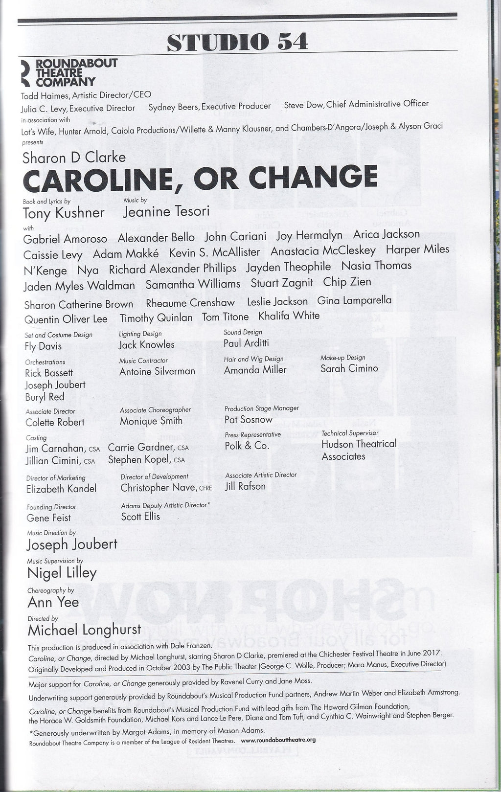 Caroline, or Change Signed Playbill (2021)